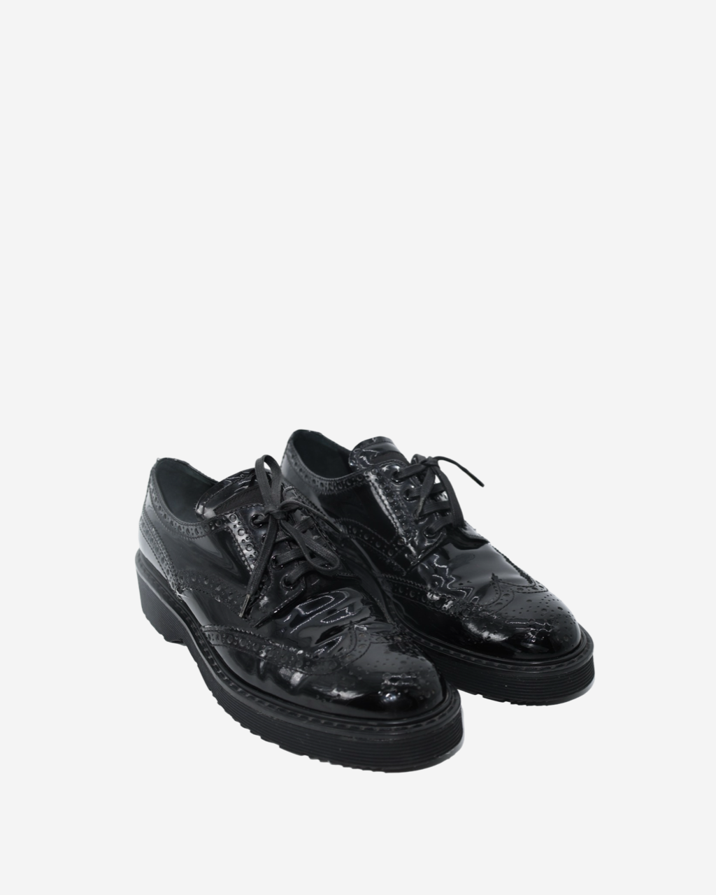 Prada Oxford Patent Leather Shoes, Size 37