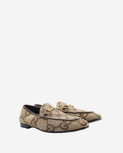 Gucci Jordaan Monogram Horsebit Loafers 38
