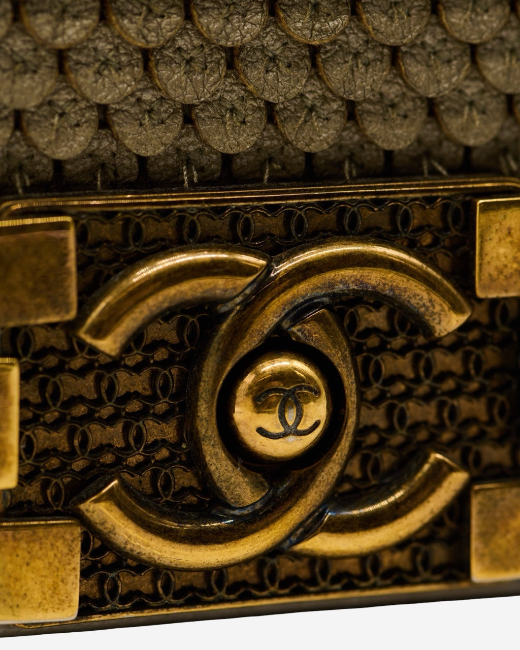 Chanel Boy Mini Scaled Silver Bag 2014-2015