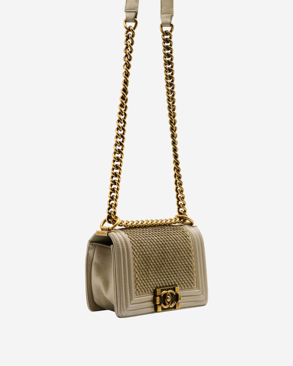 Chanel Boy Mini Scaled Silver Bag 2014-2015