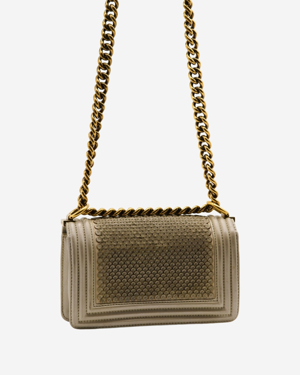Chanel Boy Mini Scaled Silver Bag 2014-2015