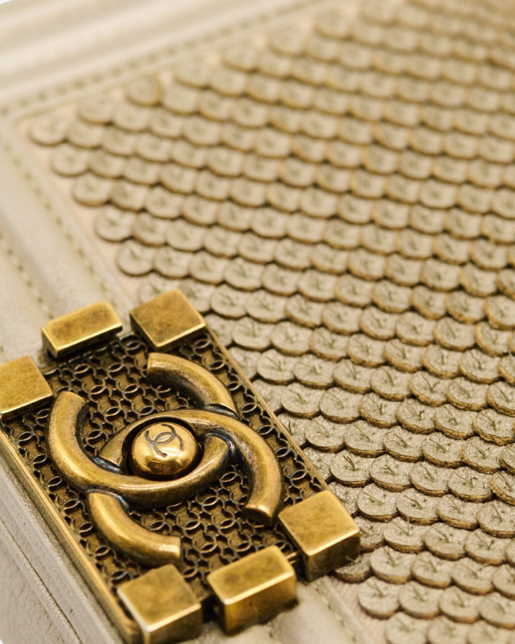 Chanel Boy Mini Scaled Silver Bag 2014-2015